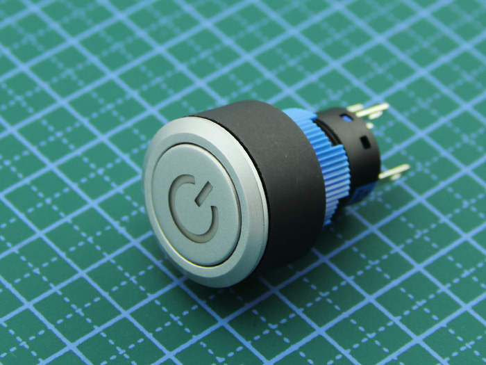 Latching Pushbutton Switch With Power Logo