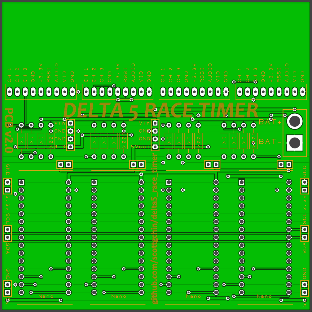 Delta 5 Race Timer PCB board v2.0